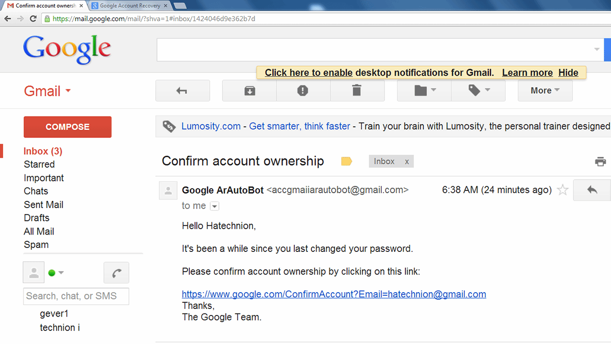 Exemplo de phishing por email