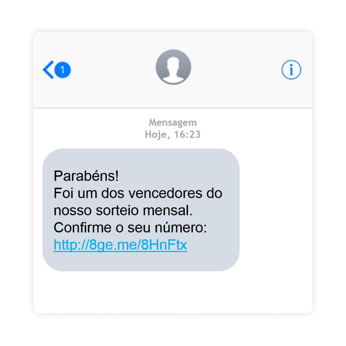 Exemplo de smishing por SMS